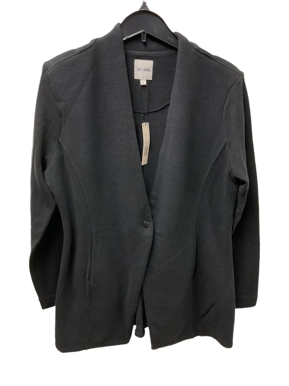 New NIC+ZOE Black Open-Front Blazer with One Snap Closure.